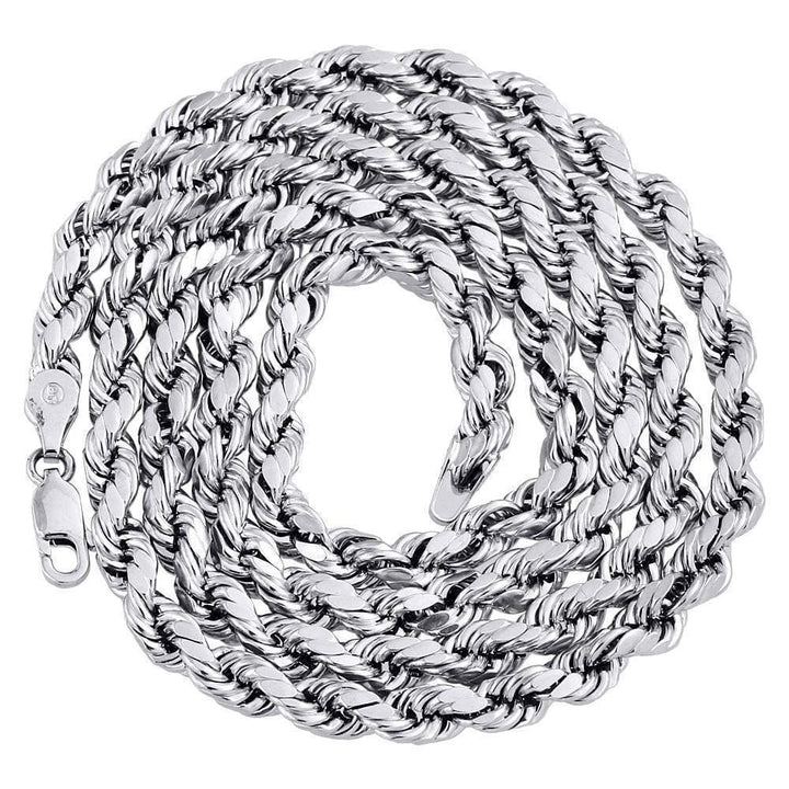 white gold diamond cut rope chain