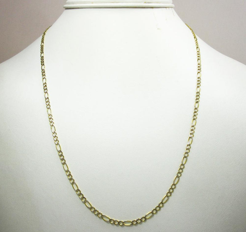 2.5MM 10K Yellow Gold Pave Figaro Link Chain, Chain, Jawa Jewelers, Jawa Jewelers
