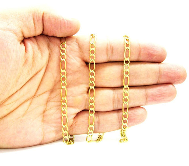 5MM 10K Gold Hollow Figaro Link Chain, Chain, Jawa Jewelers, Jawa Jewelers