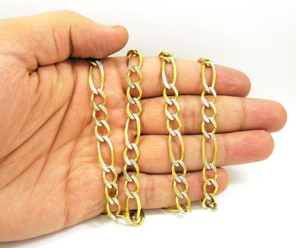 8MM 14K Yellow Gold Pave Figaro Link Chain, Chain, Jawa Jewelers, Jawa Jewelers