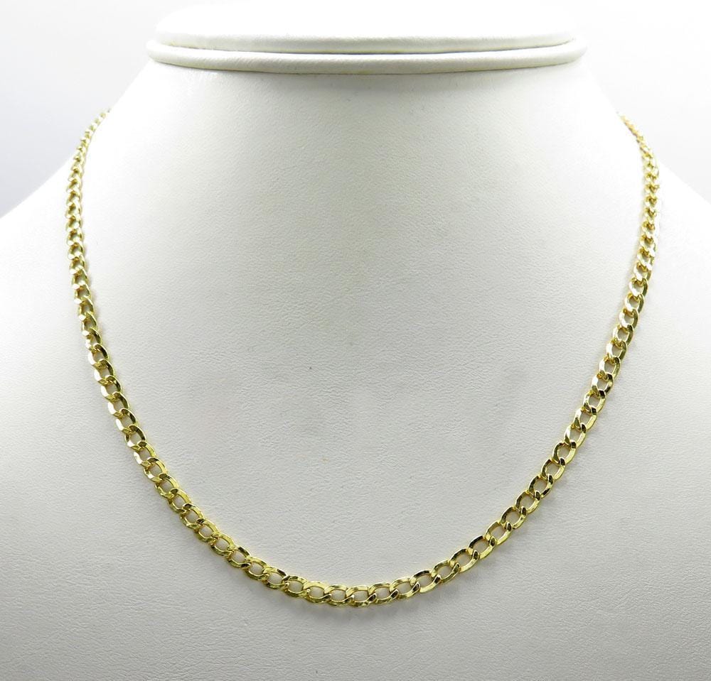 3MM 10K Yellow Gold Cuban Link Chain Necklace, Chain, Jawa Jewelers, Jawa Jewelers