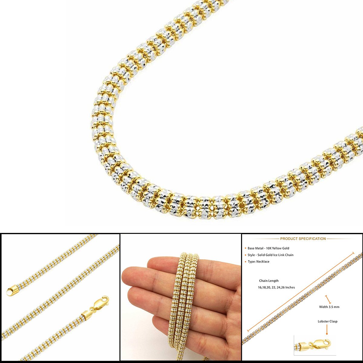 10K SOLID GOLD ICE LINK CHAIN