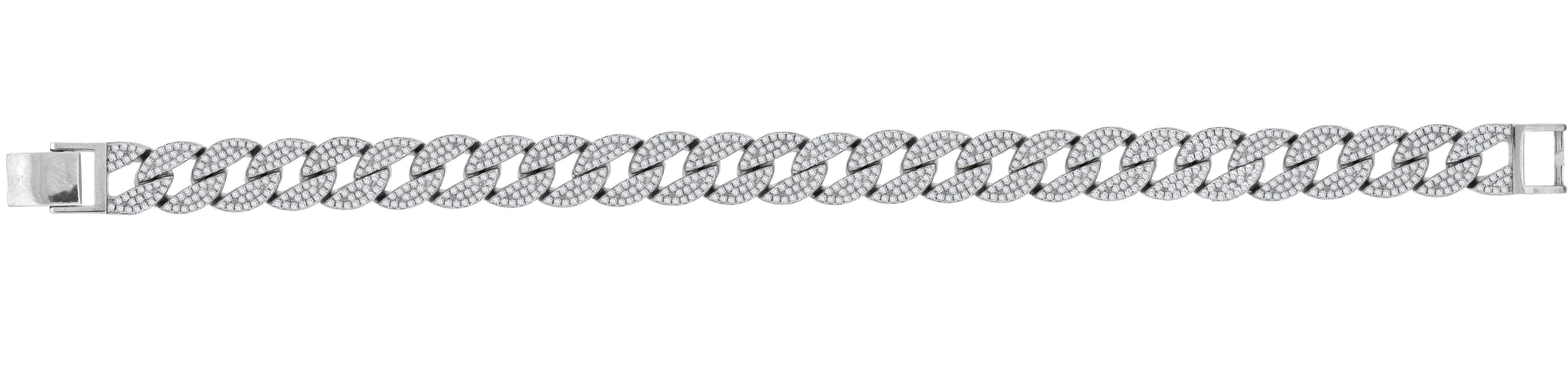 thumbnail interactive-video image 1 of 7.5 Inch 925 Sterling Silver 8mm Icy CZ Miami Cuban Curb Link Chain Bracelet 1 of 2