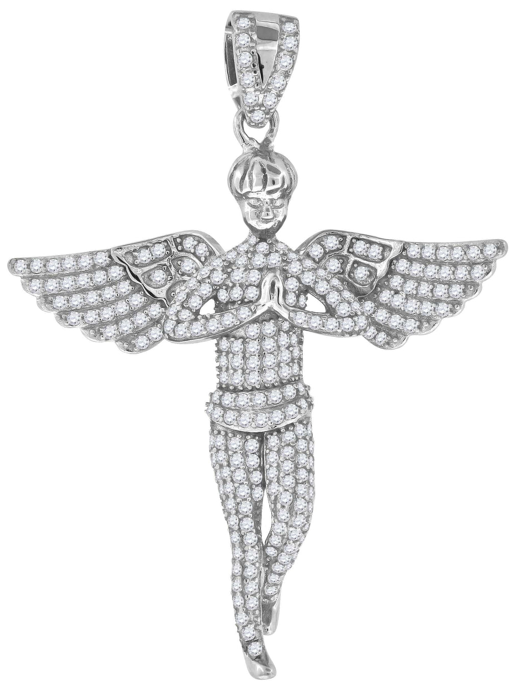 925 Sterling Silver Cubic Zirconia CZ Angel Unisex Pendant Charm, Pendants, JJ-SLV, Jawa Jewelers