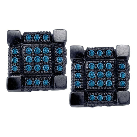 Blue Diamond Square cluster Earrings