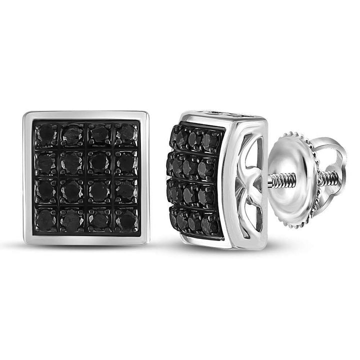 black square diamond earrings