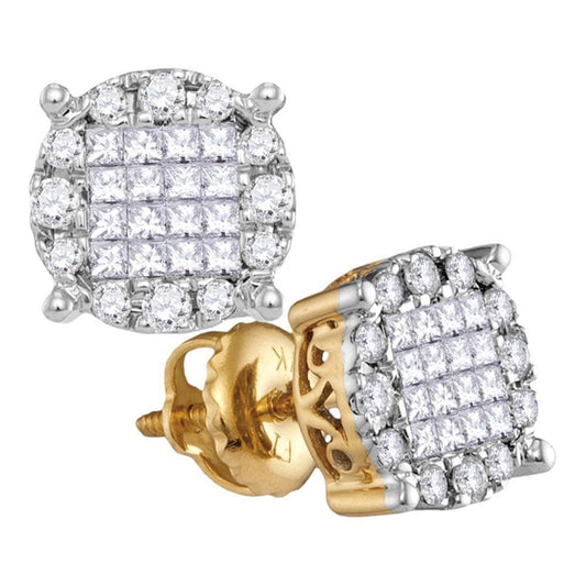 Yellow Gold Diamond Cluster Earrings