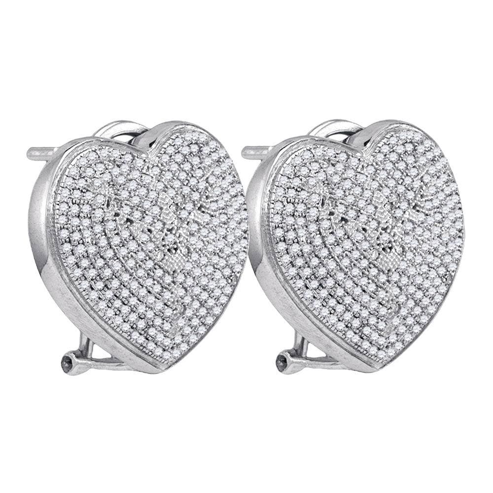 Diamond heart omega-back earrings