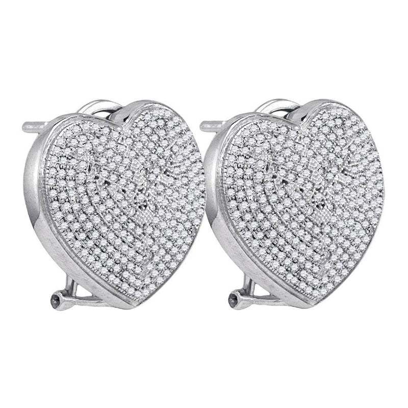 Diamond heart omega-back earrings