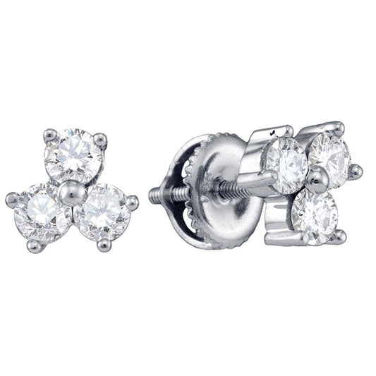 14kt White Gold Womens Round Diamond Stud Earrings 3/4 Cttw