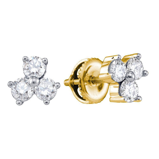 14kt Yellow Gold Womens Round Diamond Stud Earrings 5/8 Cttw