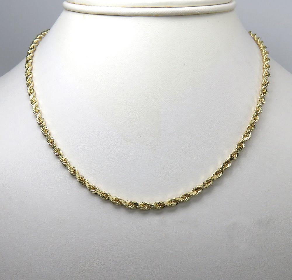18 inch solid gold diamond cut rope chain