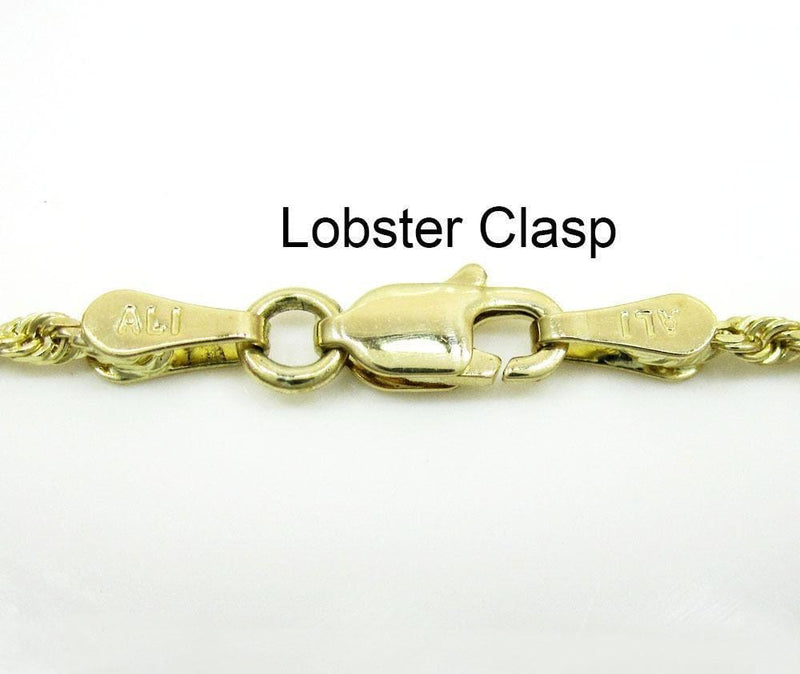 Yellow Gold Rope Chain Lobster clasp