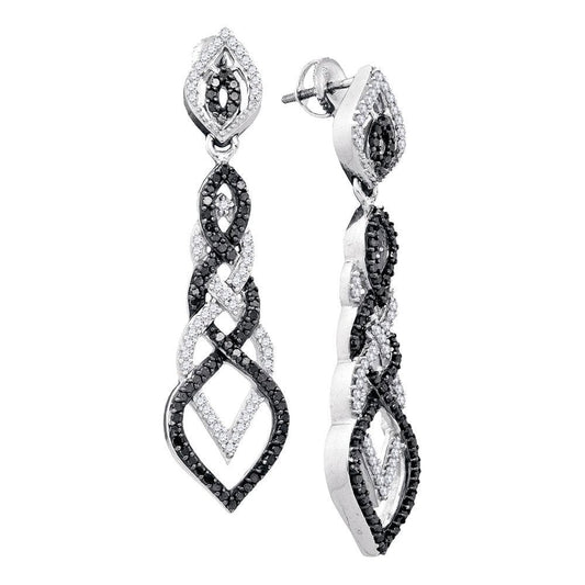 Black Diamond Braided Dangle Earrings