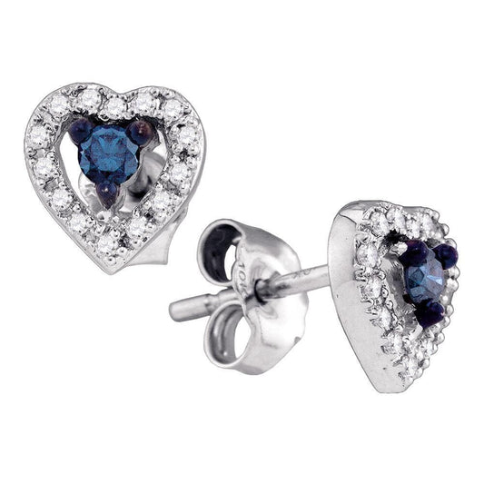 blue Diamond Heart Earrings