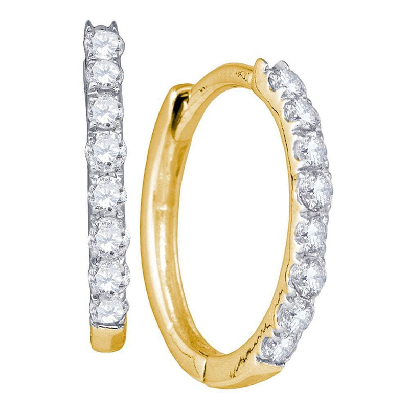 10kt Yellow Gold Womens Round Diamond Hoop Earrings 1/3 Cttw