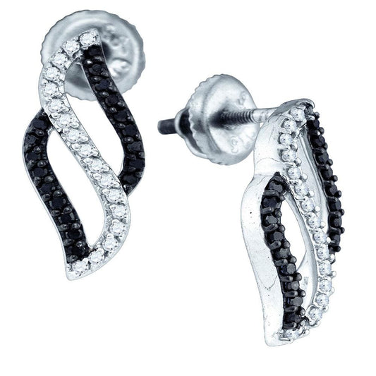 White Gold Black Diamond Stud Earrings