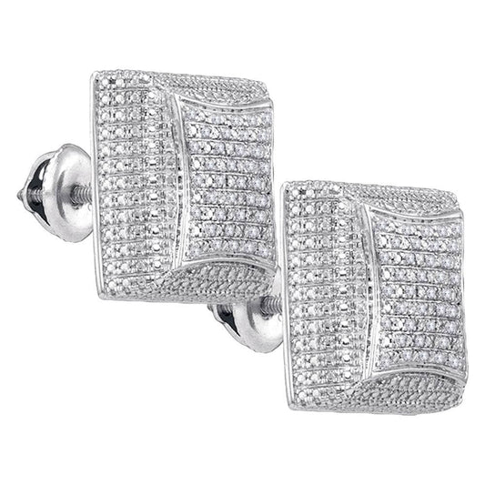 Diamond Square Dome Cluster Earrings