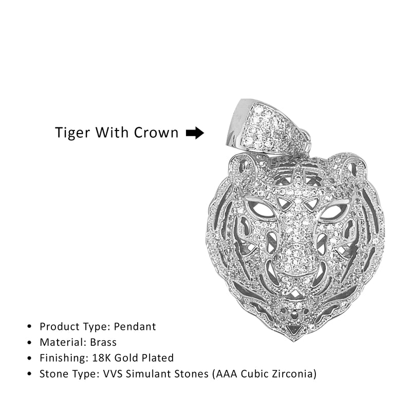 Tiger Crown 18K Gold Plated Brass Pendant