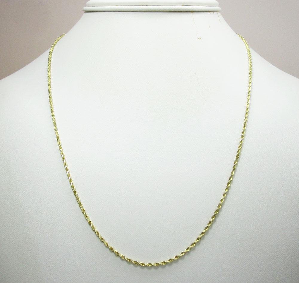 10K Yellow Gold 7MM Hollow Rope Chain Necklace Mens Jawa Jewelers