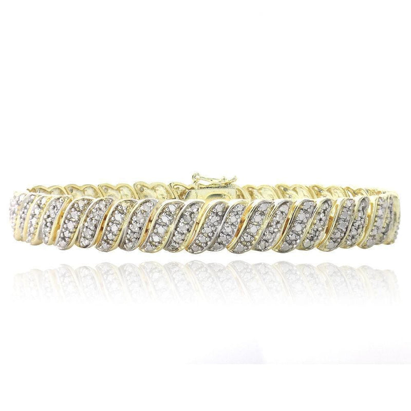 14K Yellow Gold Plated 1.00CT Diamond Tennis Bracelet, Bracelets, Jawa Jewelers, Jawa Jewelers