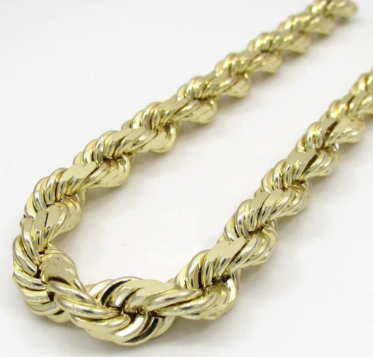 Mens 10K Yellow Gold 8MM Rope Chain Diamond Cut Necklace - Jawa