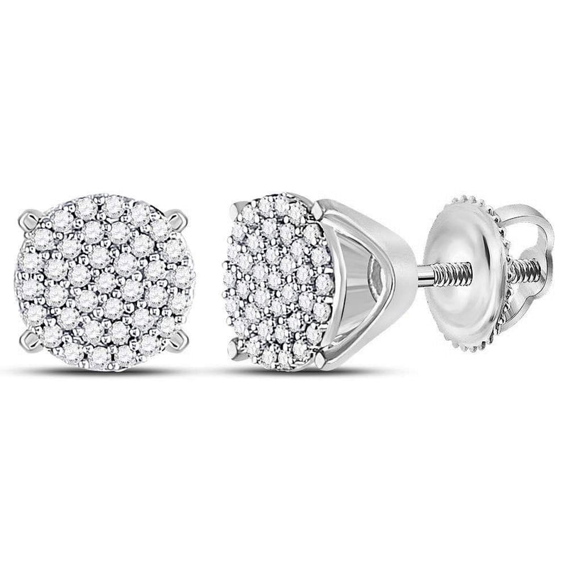 10kt White Gold Womens Round Diamond Circle Cluster Stud Earrings 1/4 Cttw