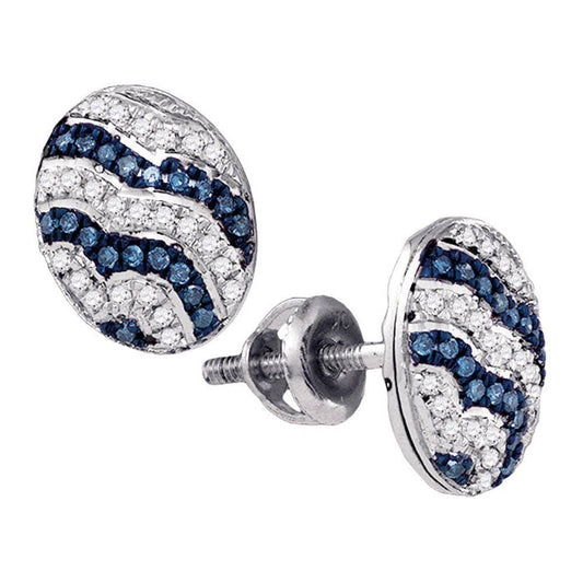 Blue Diamond Cluster oval Earrings