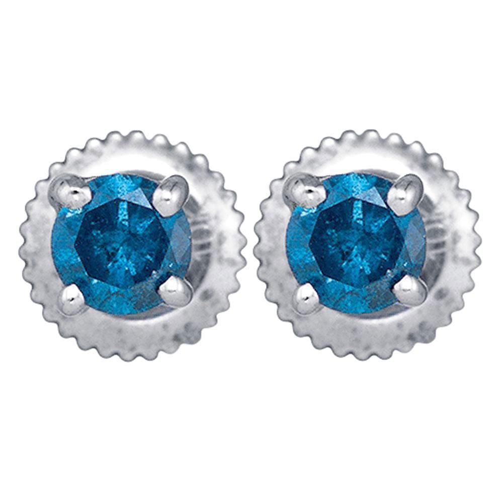 Blue Diamond Solitaire Earrings