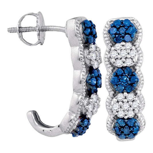 Blue Diamond J shape Earrings