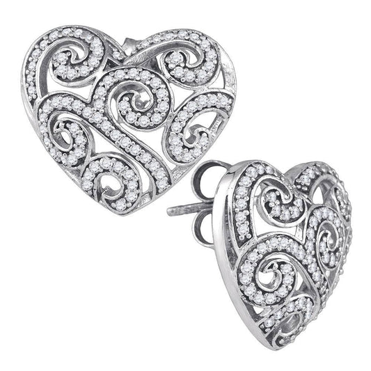 White Gold Diamond heart Earrings