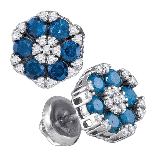 Blue Diamond Cluster Earrings