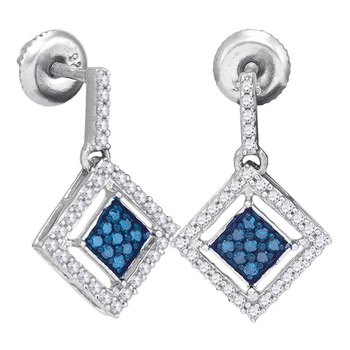 blue Diamond diagonal dangle Earrings