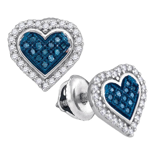 Blue Diamond Heart Earrings