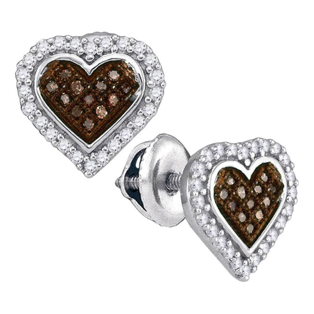 Brown Diamond Heart Cluster Earrings