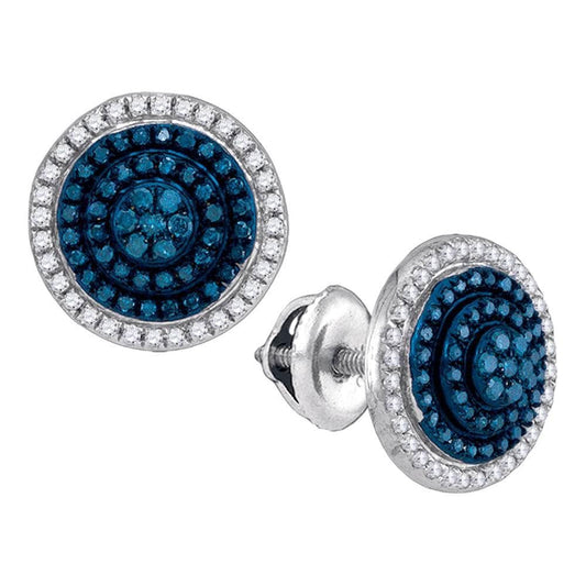 blue diamond cluster earrings