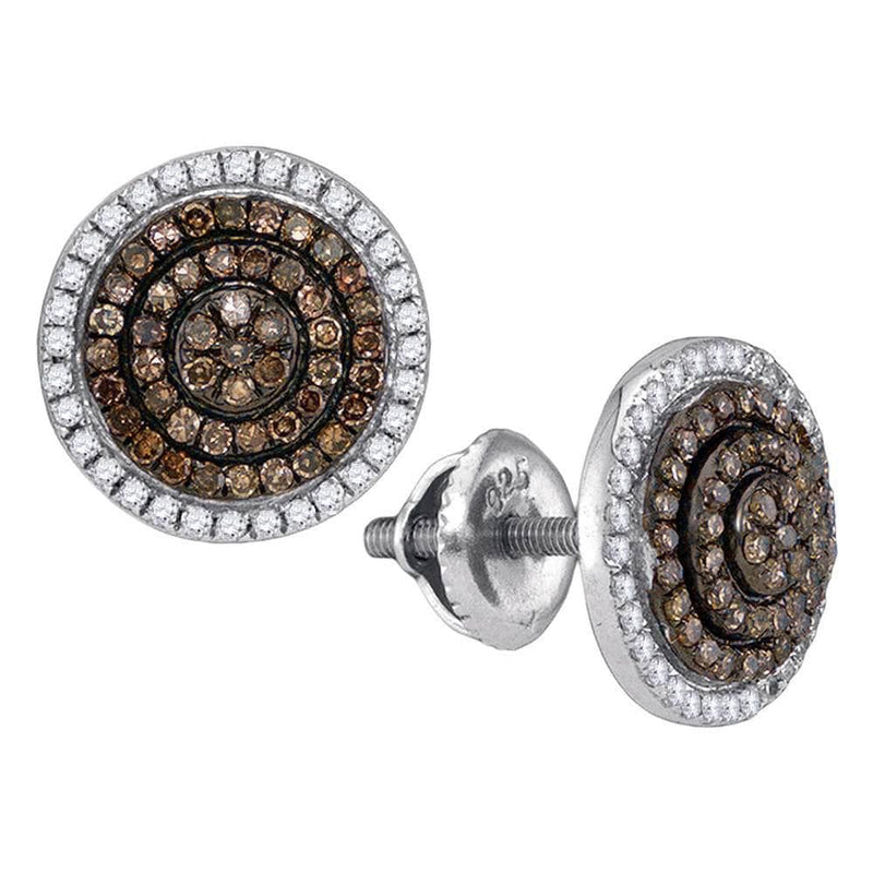 brown Diamond Concentric Cluster Earrings
