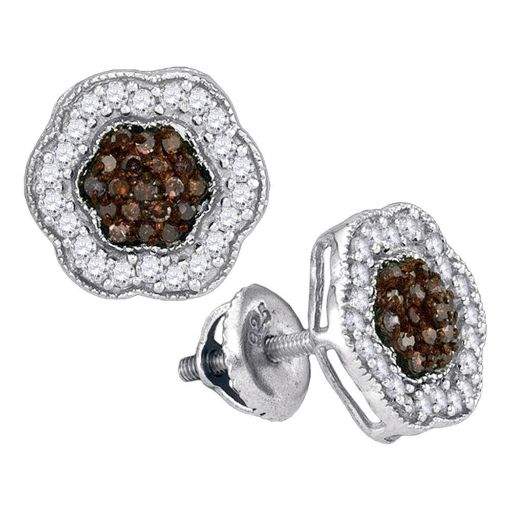 brown Diamond Polygon Cluster Earrings