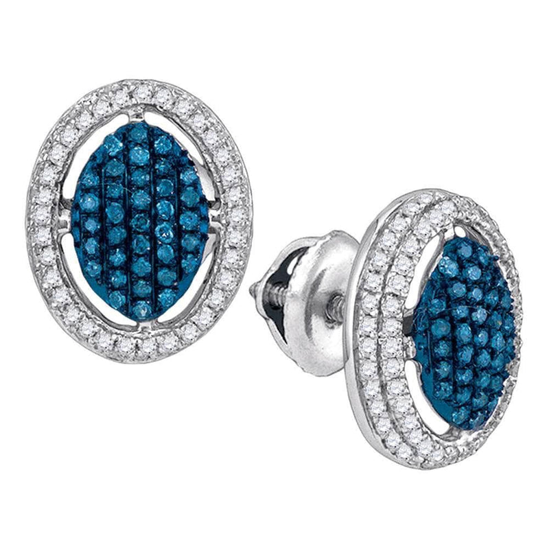 Blue Diamond Oval cluster Earrings