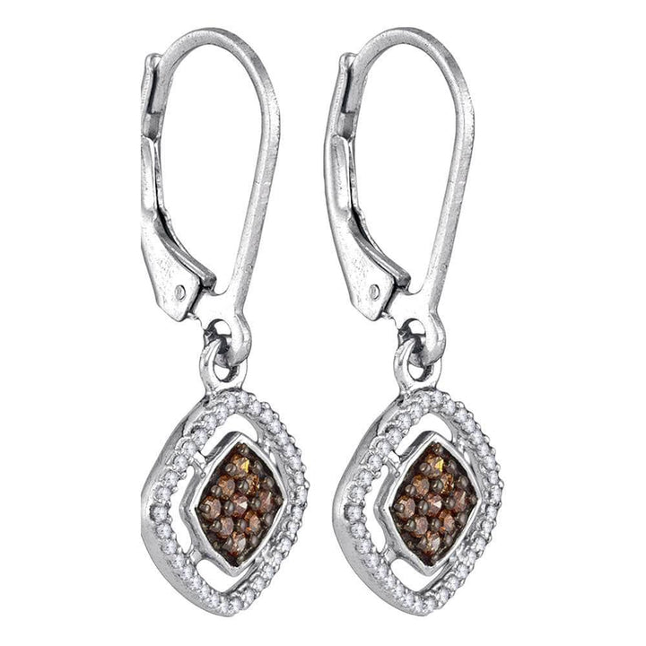 Cognac-brown Diamond Dangle Earrings