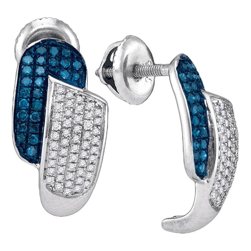 white gold blue Diamond Half J Earrings