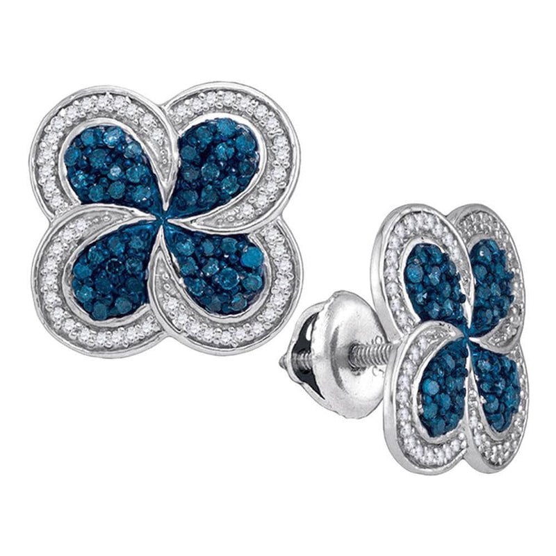 blue diamond pinwheel cluster earrings