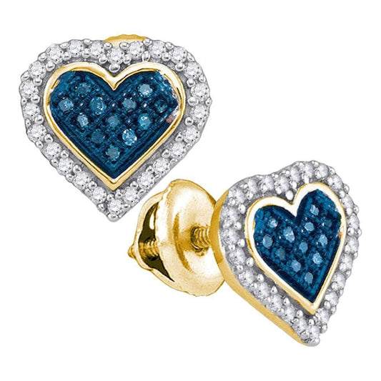 Blue Diamond Heart Earrings