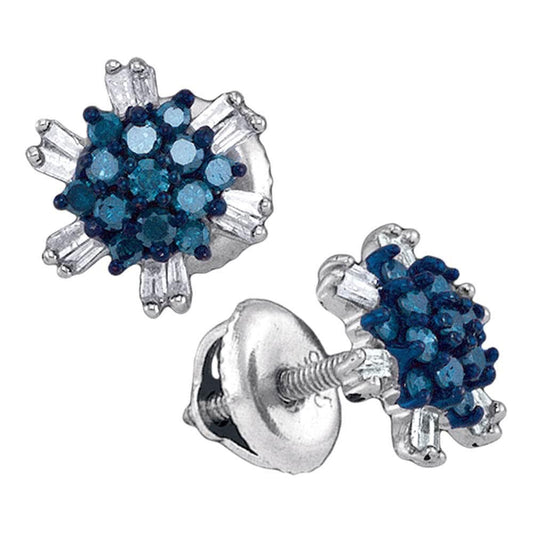 Blue Diamond Cluster Earrings