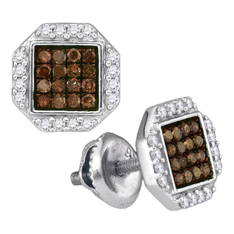 brown Diamond Octagon Cluster Earrings