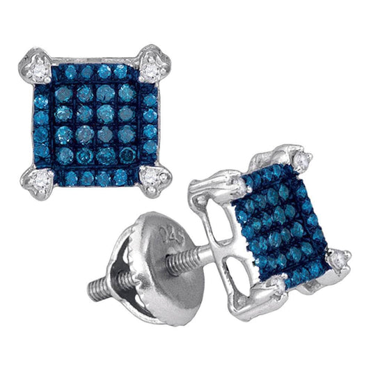 square diamond screw back earrings
