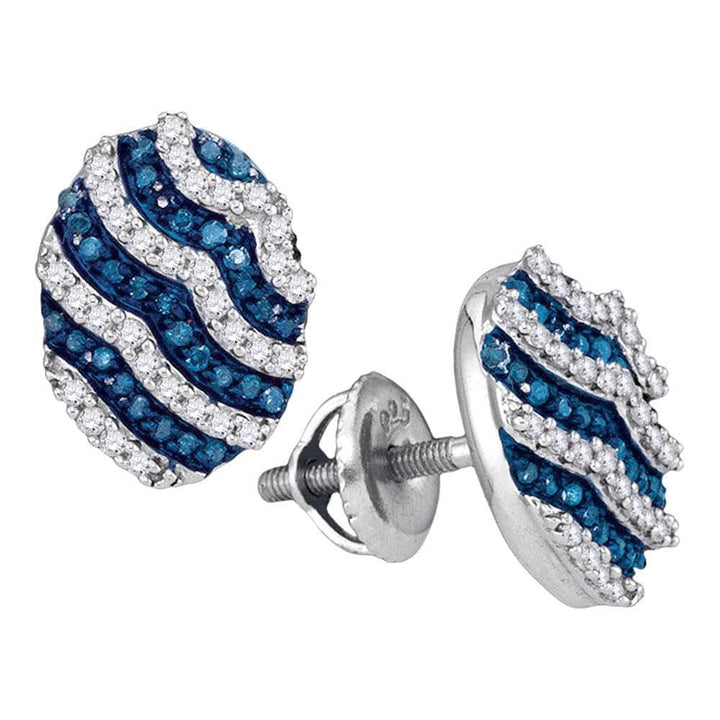 blue diamond Oval stripe Earrings