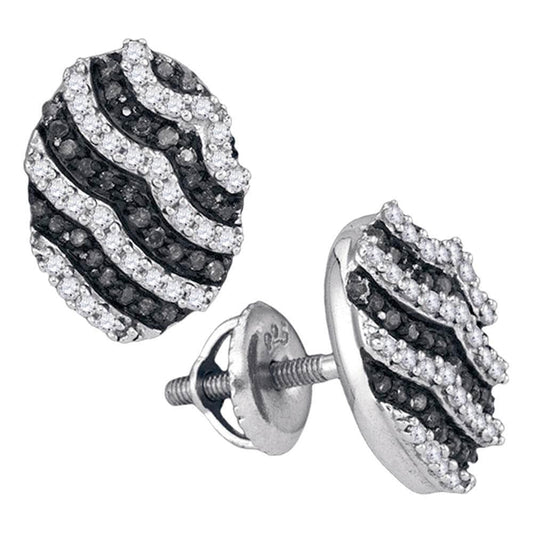 Black Diamond Oval cluster Earrings