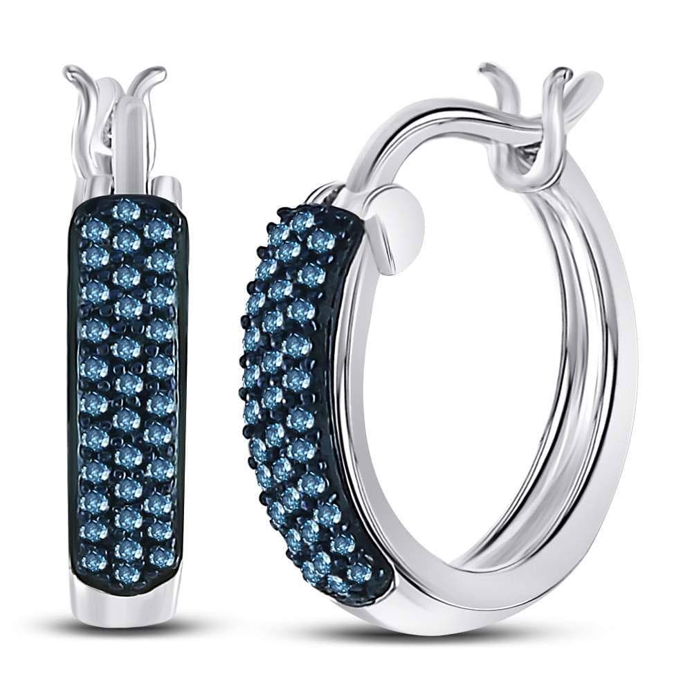blue Diamond Huggie Earrings