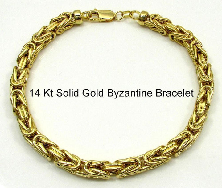 14 Kt solid gold byzantine bracelet